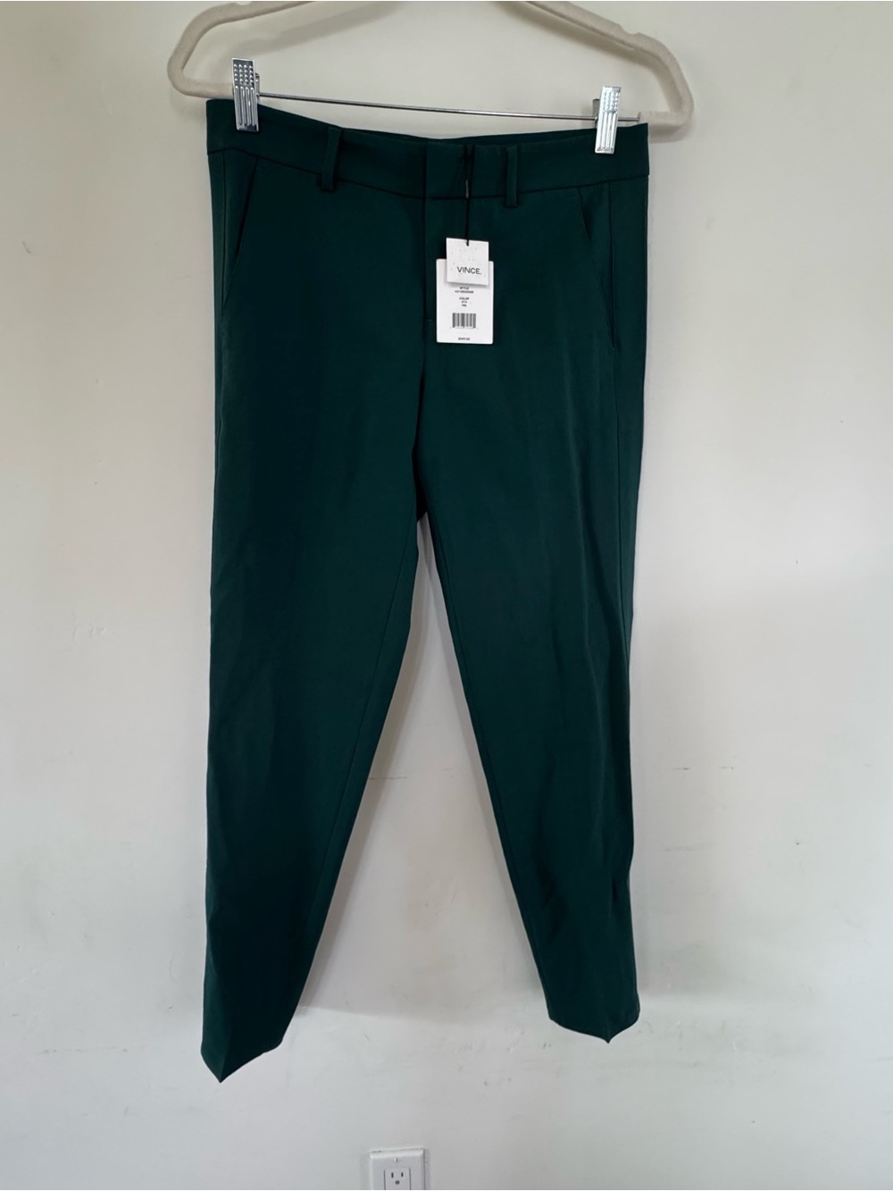 Vince Wool Blend Tailored Trousers Forest Green Slim Ankle Pants Size 2 NWT